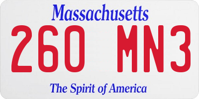 MA license plate 260MN3