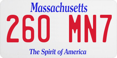 MA license plate 260MN7