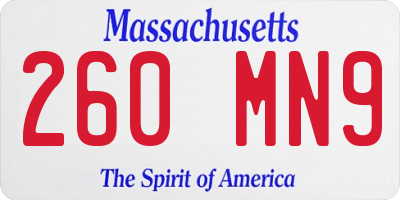 MA license plate 260MN9