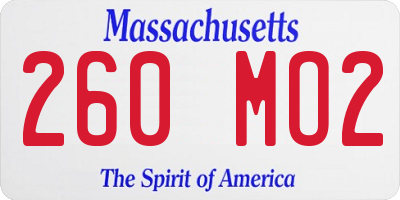 MA license plate 260MO2
