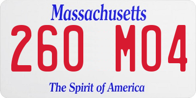 MA license plate 260MO4