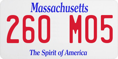 MA license plate 260MO5