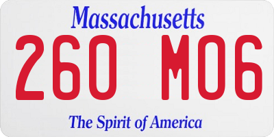 MA license plate 260MO6