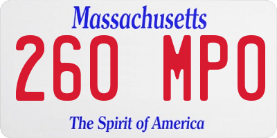 MA license plate 260MP0