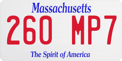 MA license plate 260MP7