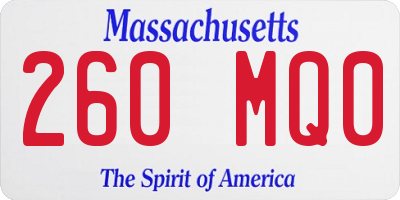 MA license plate 260MQ0