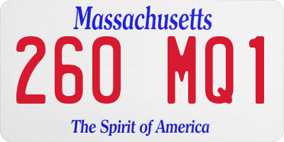 MA license plate 260MQ1