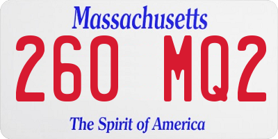 MA license plate 260MQ2