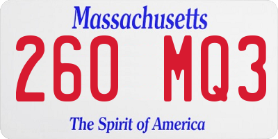 MA license plate 260MQ3