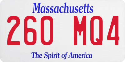 MA license plate 260MQ4
