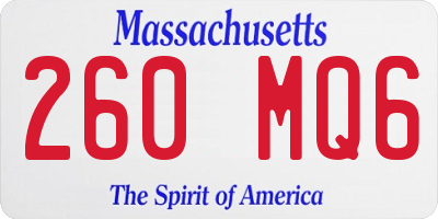 MA license plate 260MQ6