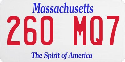 MA license plate 260MQ7