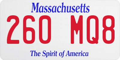 MA license plate 260MQ8