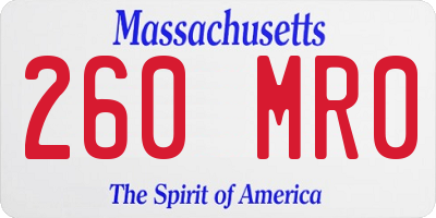 MA license plate 260MR0