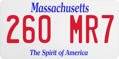 MA license plate 260MR7
