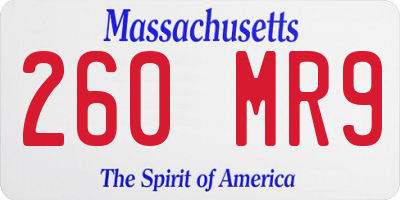 MA license plate 260MR9