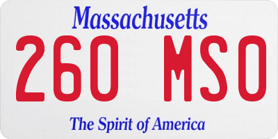 MA license plate 260MS0