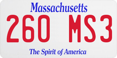 MA license plate 260MS3