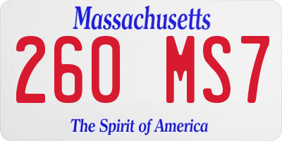 MA license plate 260MS7