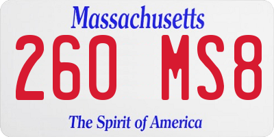 MA license plate 260MS8