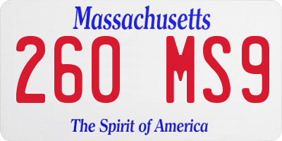 MA license plate 260MS9