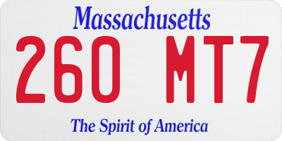 MA license plate 260MT7