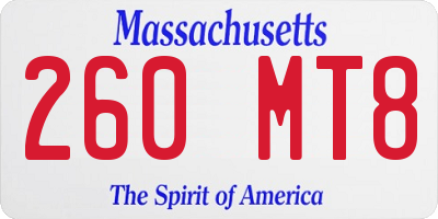 MA license plate 260MT8
