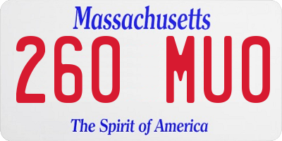 MA license plate 260MU0