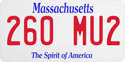 MA license plate 260MU2