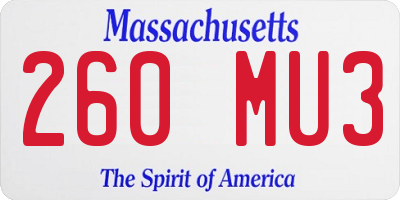 MA license plate 260MU3