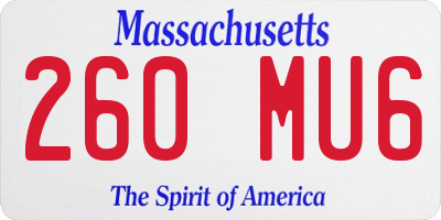 MA license plate 260MU6