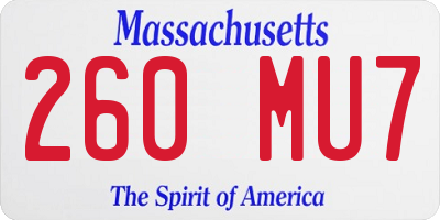 MA license plate 260MU7