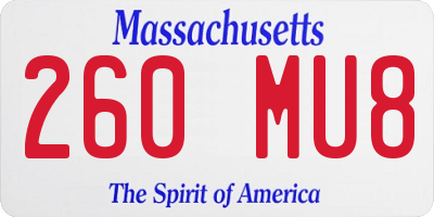 MA license plate 260MU8