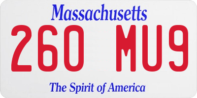 MA license plate 260MU9