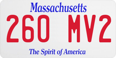 MA license plate 260MV2