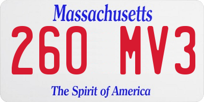 MA license plate 260MV3