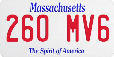MA license plate 260MV6