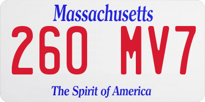 MA license plate 260MV7