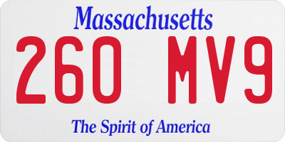 MA license plate 260MV9