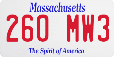 MA license plate 260MW3