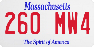 MA license plate 260MW4