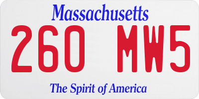 MA license plate 260MW5