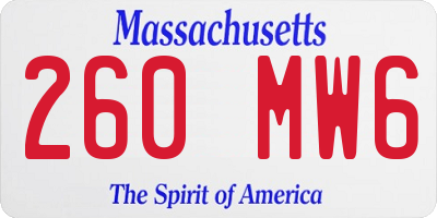 MA license plate 260MW6