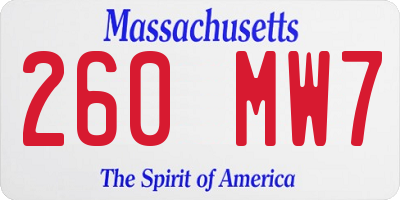 MA license plate 260MW7