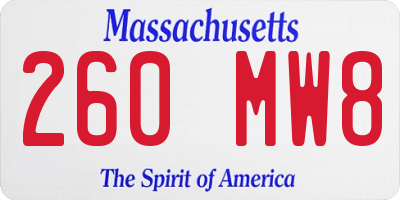 MA license plate 260MW8