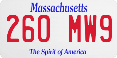 MA license plate 260MW9