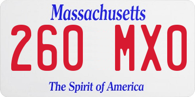 MA license plate 260MX0