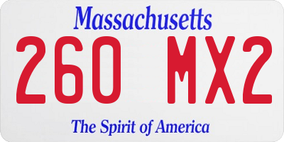 MA license plate 260MX2
