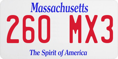 MA license plate 260MX3