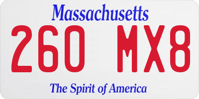 MA license plate 260MX8